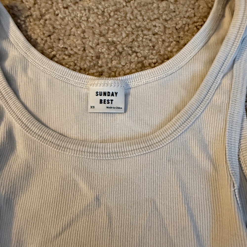 Sunday Best Cream Ribbed Cropped Tank - Picture 2 of 8